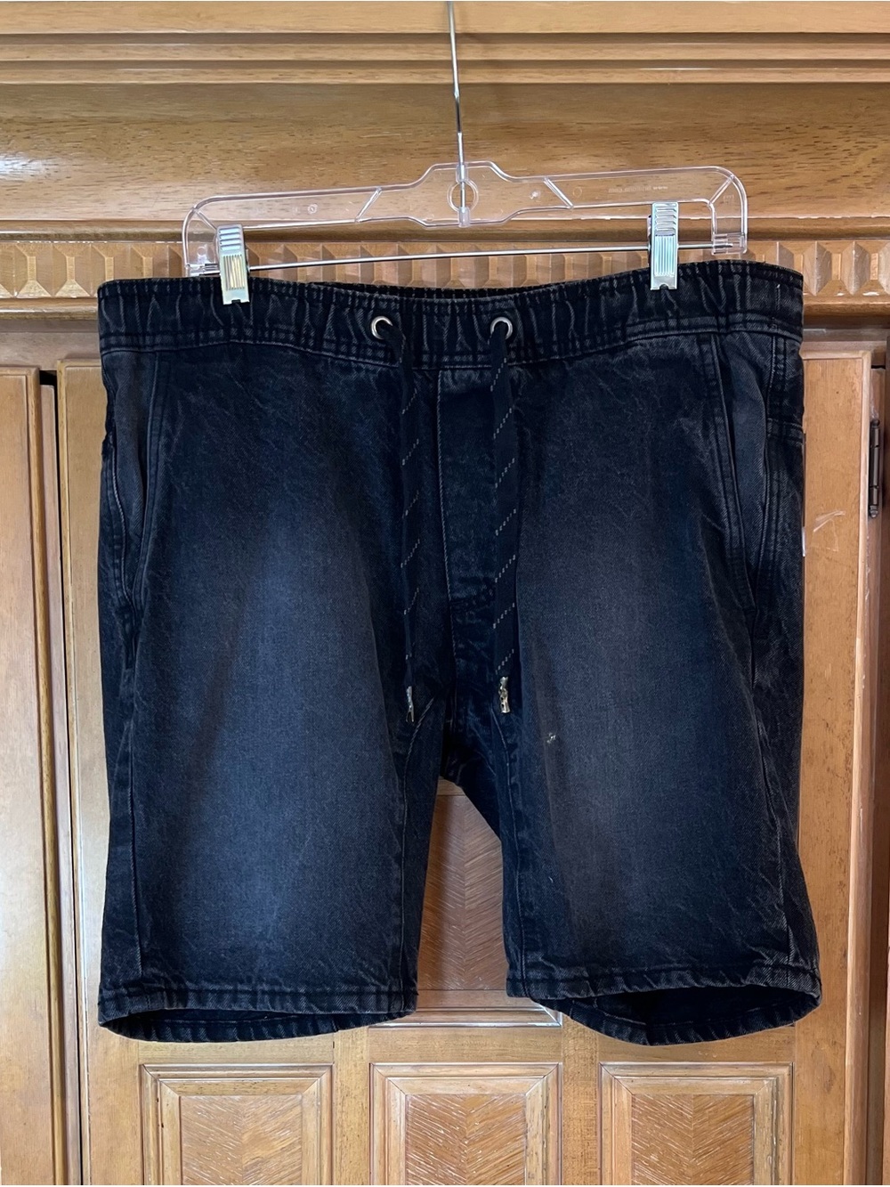 Men’s Denim Jogger Short Cotton On 91 Black Drawstring 30x9